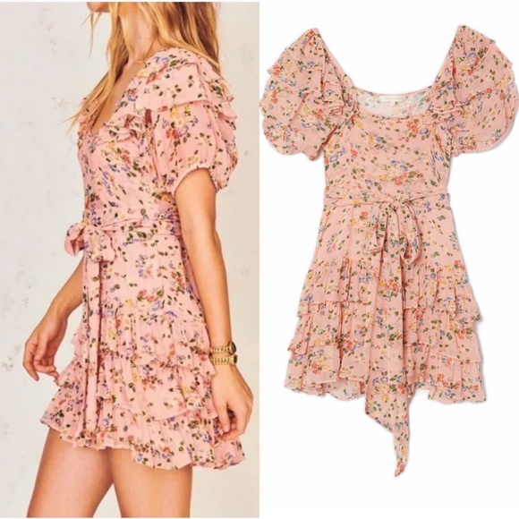 Loveshackfancy Kimbra ruffle floral peach orange floral size 4 - Picture 14 of 16